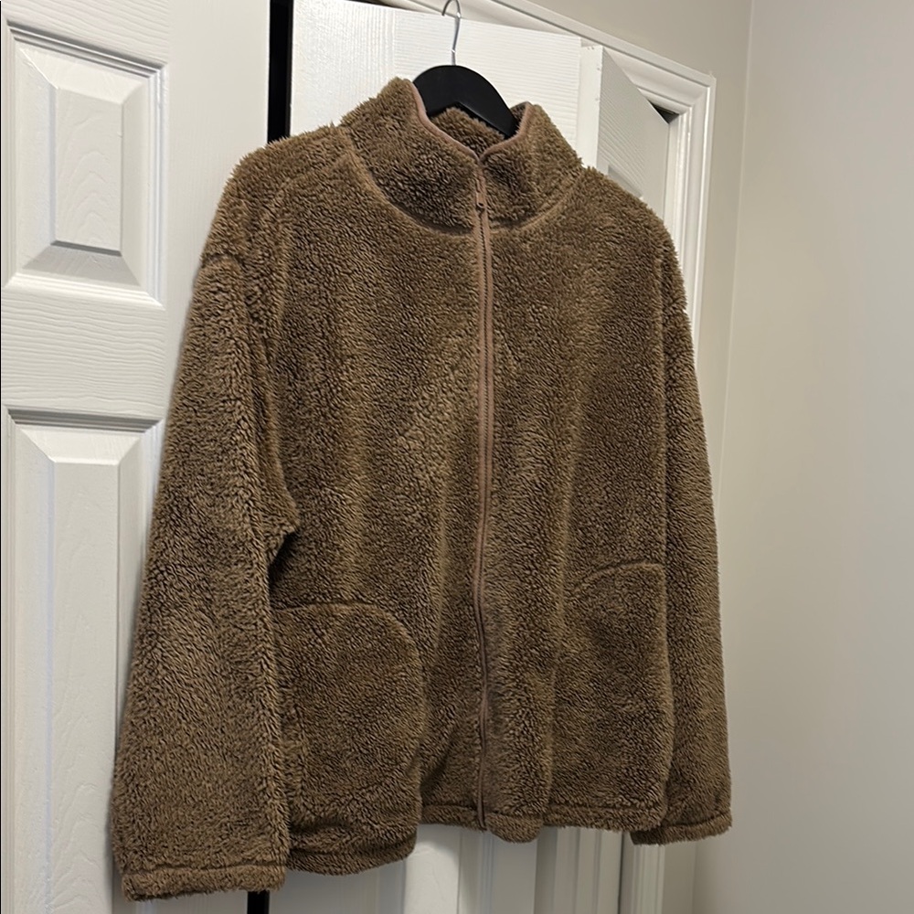 Chaps Ralph Lauren Brown Cozy Zip Jacket